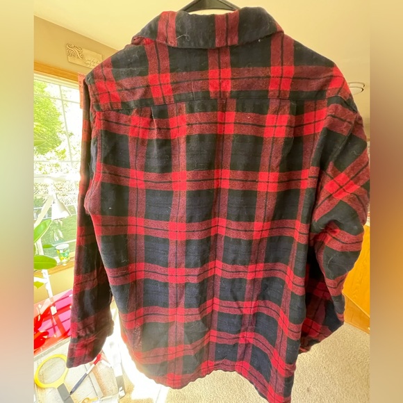 Pendleton 1950s Vintage Men’s Red Plaid Wool Button Up, Rare! Size Large. - Picture 3 of 6